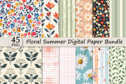 Floral Summer Digital Paper Bundle, a Texture Illustration by DreamPrint404 (Thumbnail 1 of 7)