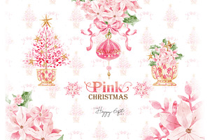 Pink Bow Christmas Illustrations