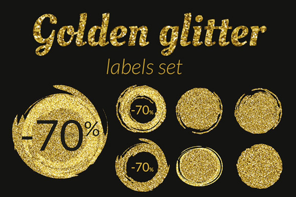 Golden glitter sale vector labels, a Texture Graphic by Julia Tim (Photo 1 of 3)