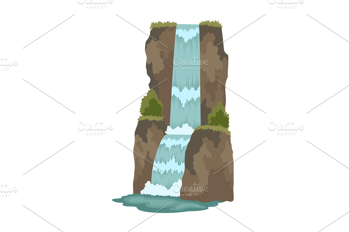 Cartoon river cascade, an Illustration by Things for designers