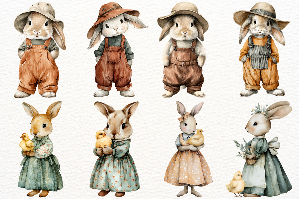 Vintage Easter Bunny PNG Clipart, an Animal Illustration by SugarCloudStudioArt (Photo 2 of 6)