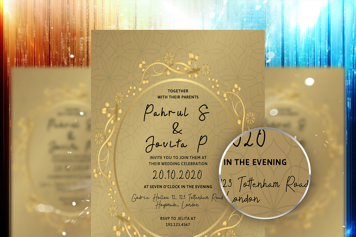 Gold Wedding Invitation, a Flyer Template by Canallus
