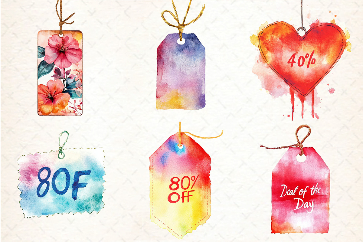 Watercolor Discount Tag Black Friday, an Illustration by DreamCafeArt (Photo 3 of 5)
