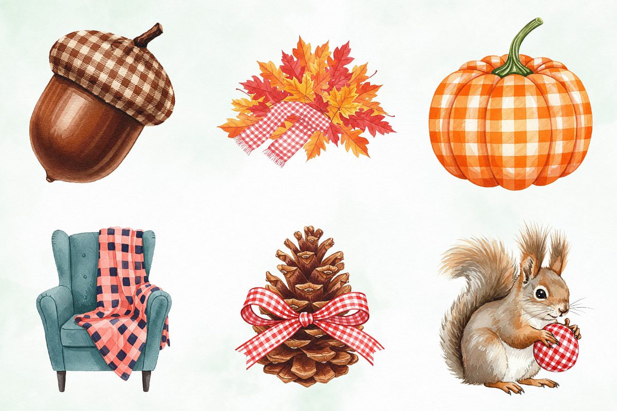 Gingham Autumn PNG Clipart, an Illustration by Creative Art (Photo 4 of 9)