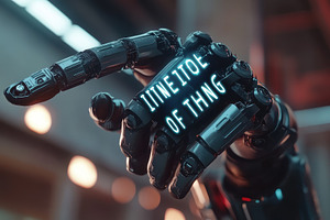 Cyborg hand with illuminated text po, a Photo by Iftikhar Alam