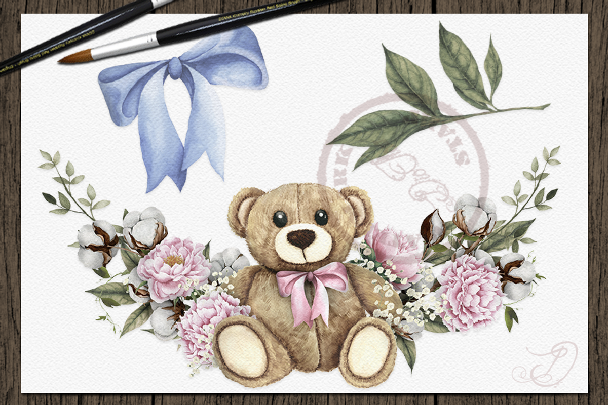 Teddy Watercolor Illustration, a Decorative Illustration by DioFlow (Photo 5 of 6)