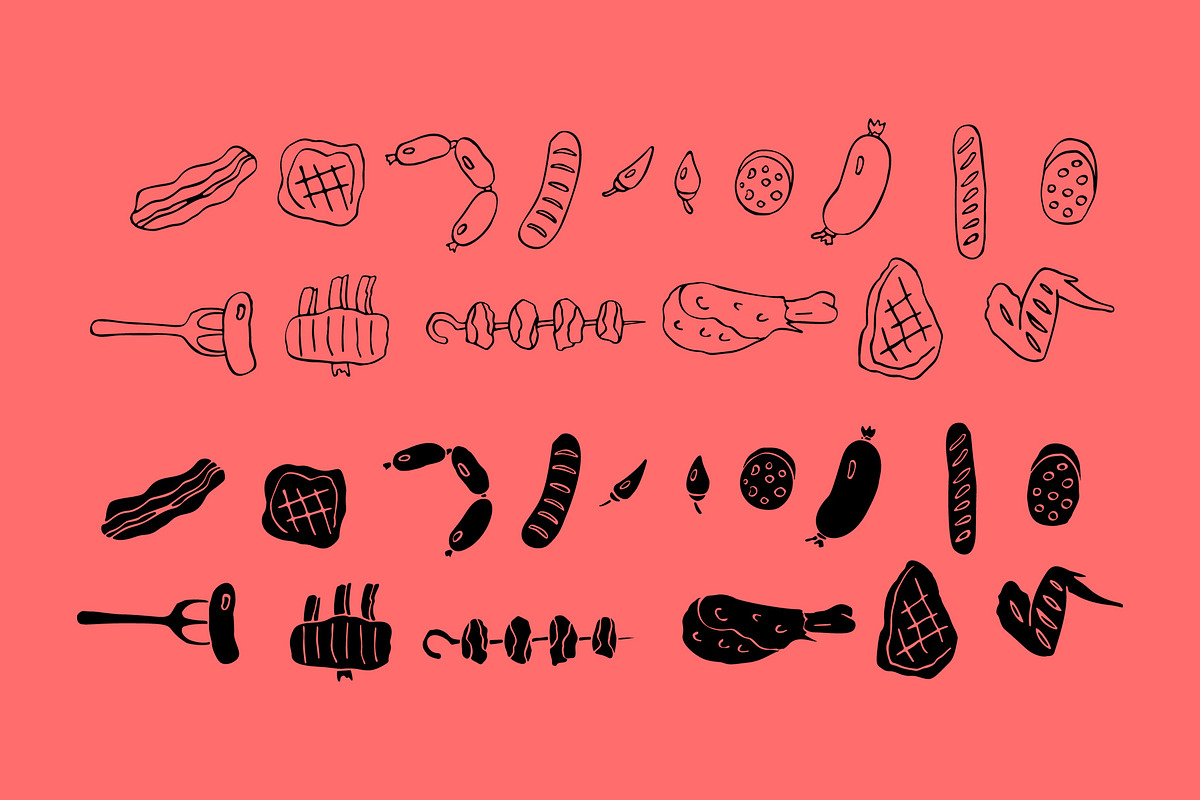 Meat food patterns, a Pattern Graphic by Hellgram (Photo 6 of 6)