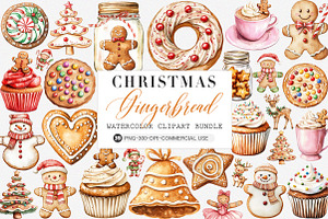 Watercolor Gingerbread Clipart, an Illustration by SinaCreation