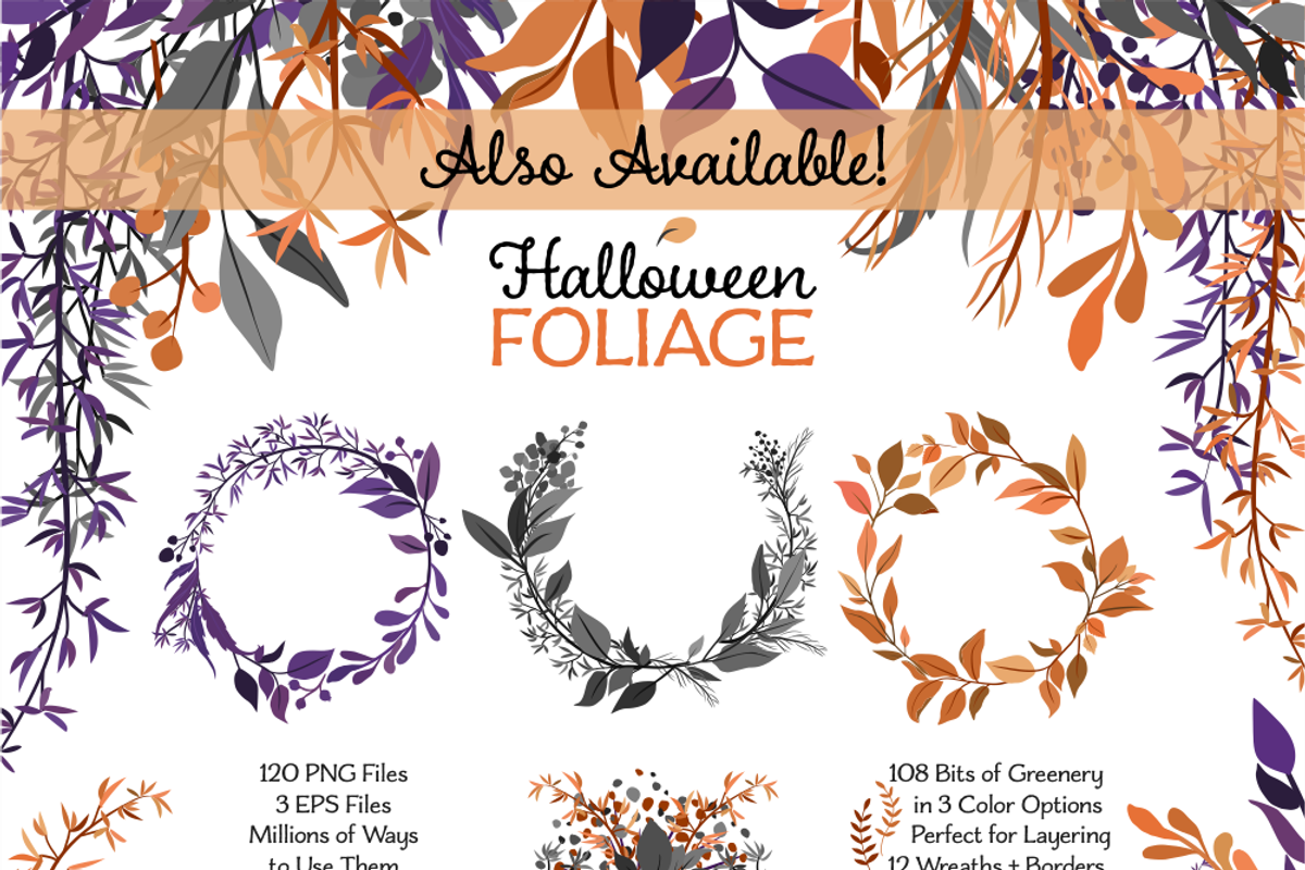 Halloween Leaves and Wreaths, an Illustration by Kelly Jane Creative (Photo 5 of 5)