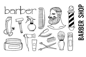Barber Shop Doodle Clipart, an Illustration by Pepper