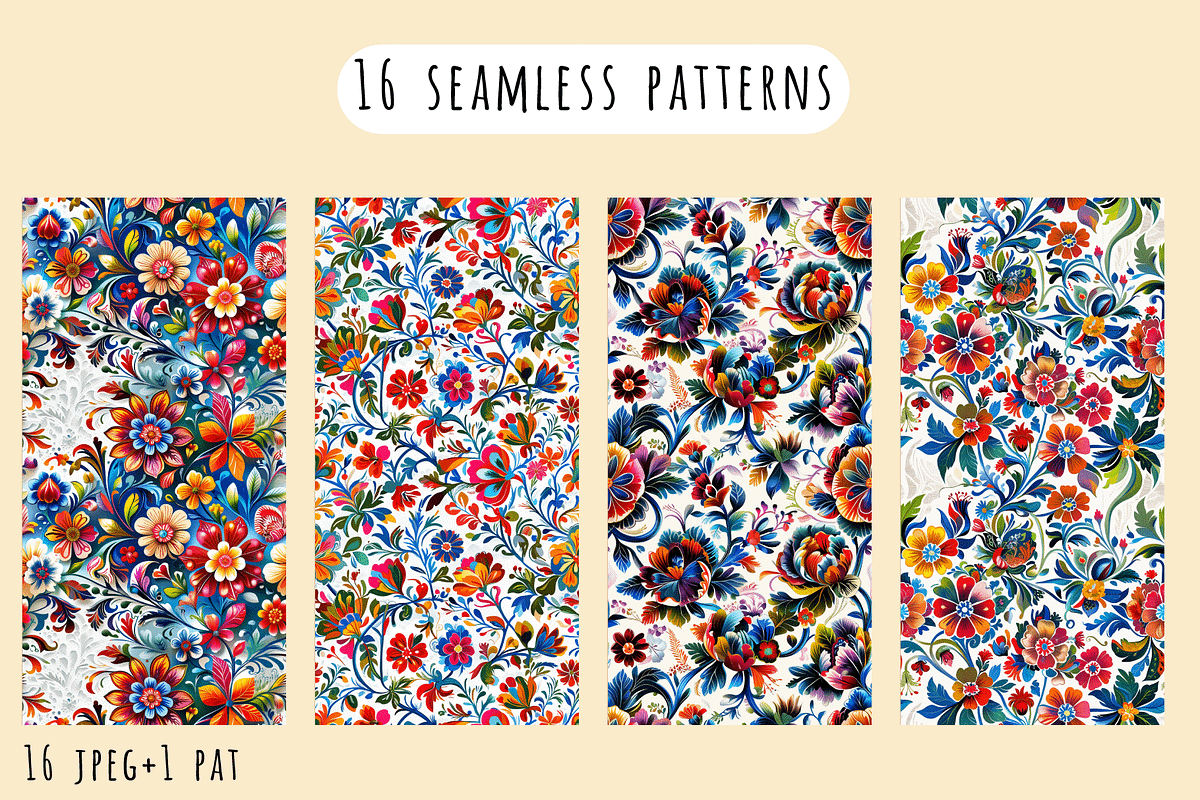 Vivid Folk - Floral Patterns, a Pattern Graphic by Art Sproot (Photo 3 of 11)