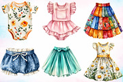 Watercolor Kids Clothing Clipart PNG, an Object Illustration by Canvas Craft (Thumbnail 3 of 4)