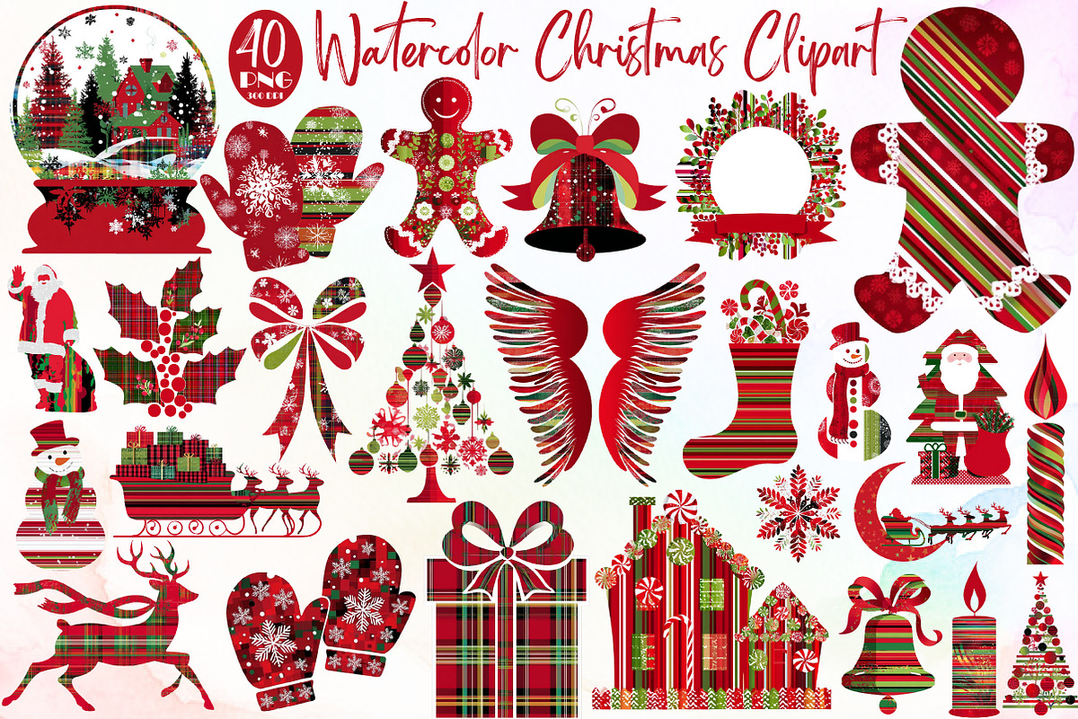 Watercolor Christmas Pattern PNG Cli, an Illustration by Sublimation Artist (Photo 1 of 6)