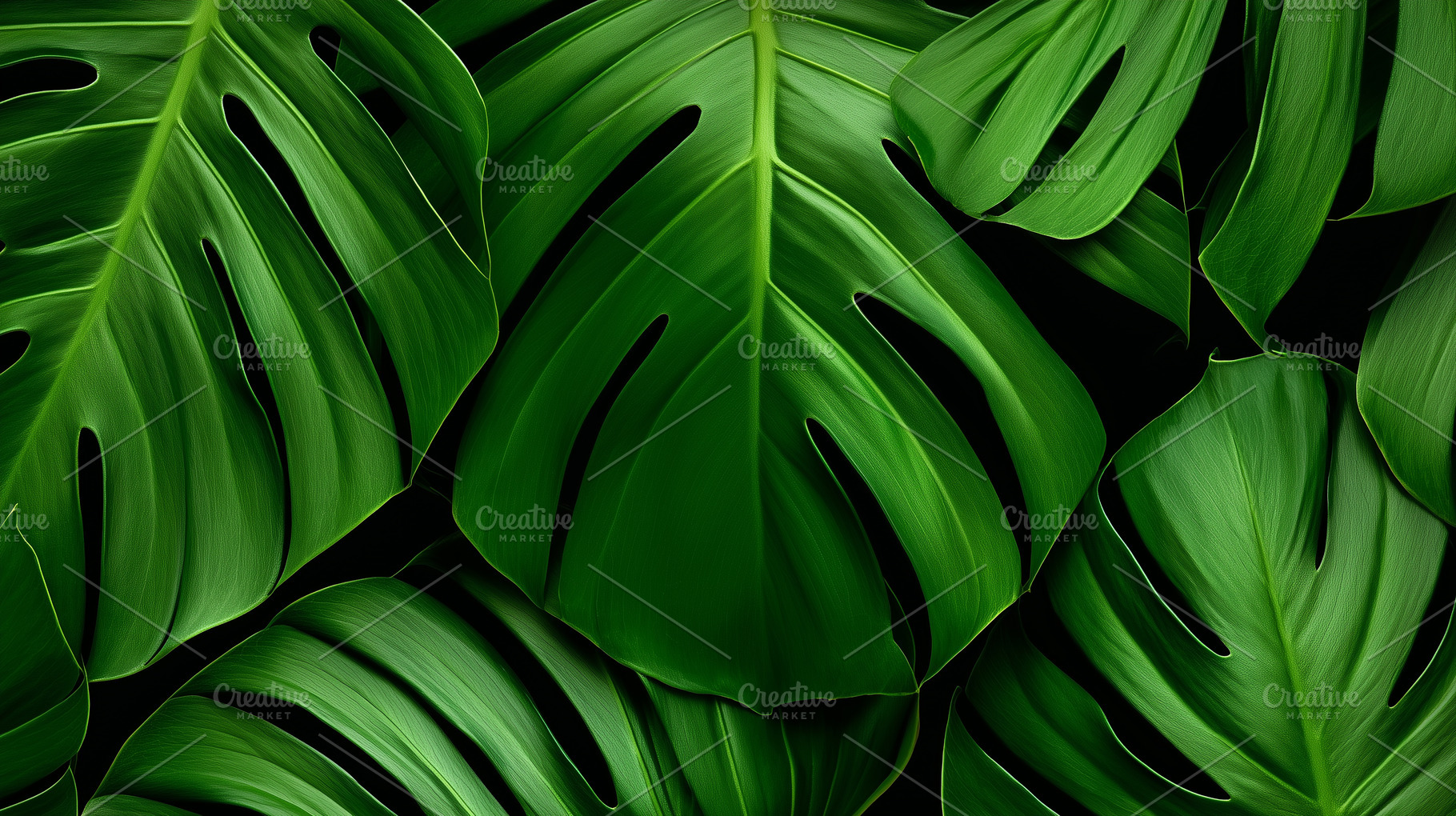 Tropical green monstera leaves, a Nature Photo by MistyDay