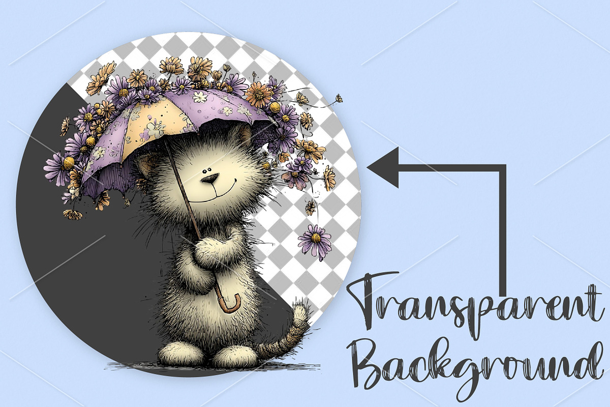 Whimsical Spring Cat Clipart Bundle, a Seasonal Illustration by Canvas Craft (Photo 2 of 7)
