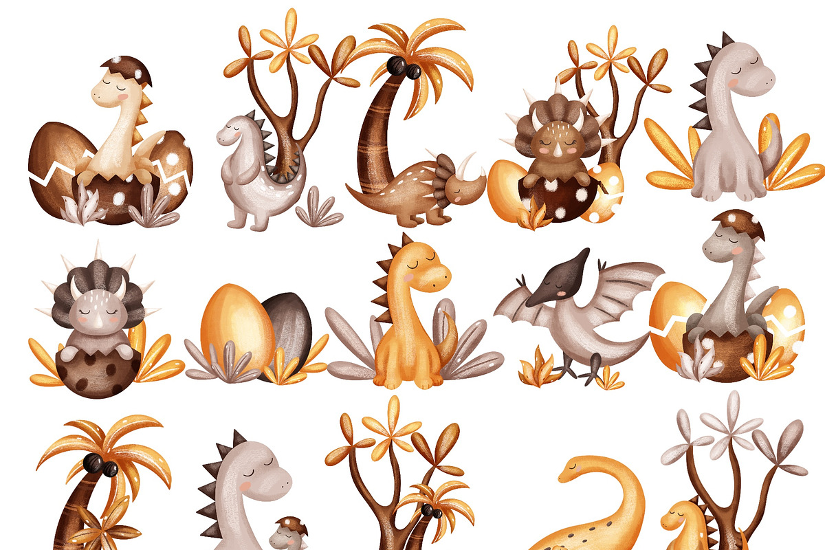 Cute dinosaur - kids collection, an Animal Illustration by Linerisyart (Photo 13 of 15)