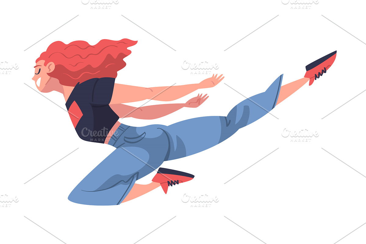 Jumping Woman Character Feeling, a Person Illustration by TopVectors ...