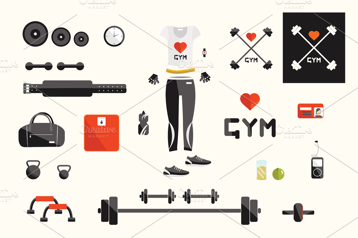 53 fitness elements + 2 patterns., an Illustration by Little A (Aigul) (Photo 3 of 5)