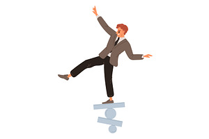 Young businessman tries to maintain, a Person Illustration by Vectorbuum