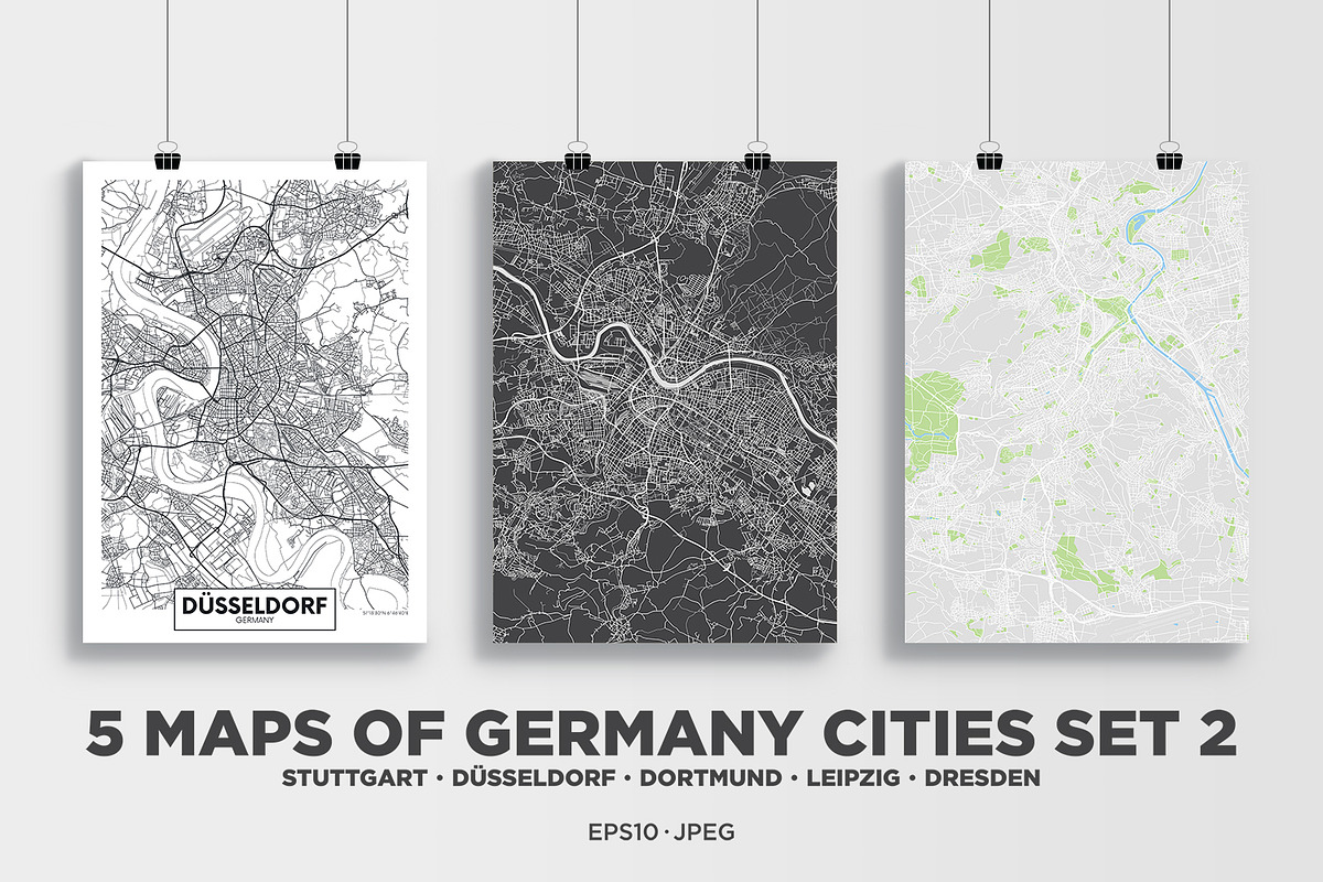 5 maps of Germany cities set 2, an Education Illustration by MaximGertsen (Photo 1 of 9)
