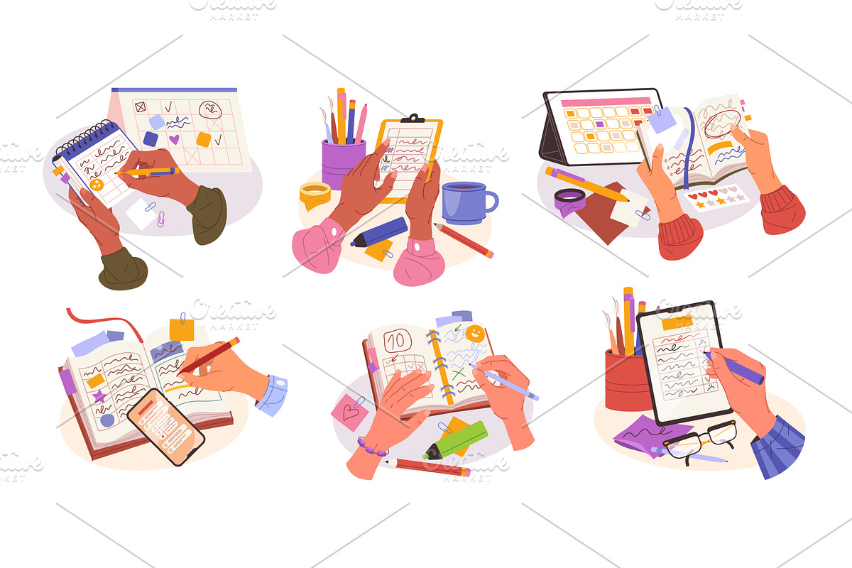 Set of planning, work organizing, an Object Illustration by Elegant Solution