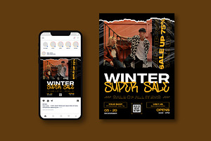 Winter Sale Flyer, a Flyer Template by iDoodle Studio