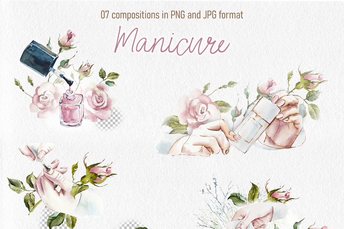 Watercolor Manicure, an Object Illustration by Budogoshch (Photo 3 of 8)