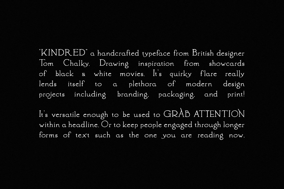 Kindred - Stylistic Alternates Font, a Serif Font by Tom Chalky (Photo 6 of 8)