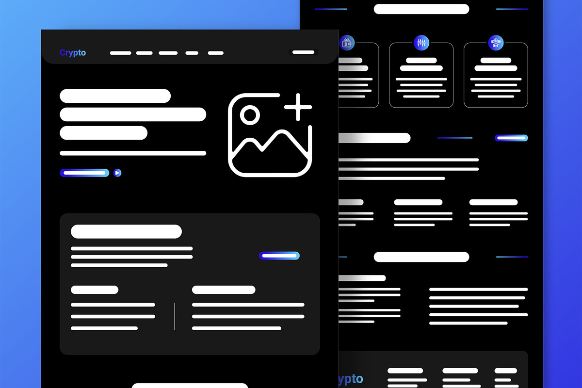 Crypto Landing Page Wireframe, a Landing Page Template by CreativeShaper (Photo 1 of 5)