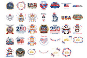 USA 250 Anniversary Clipart, a Seasonal Illustration by InkyQueenArt (Thumbnail 4 of 6)