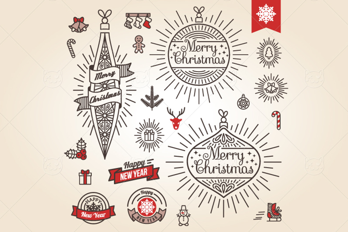 Christmas Labels, an Outline Icon by kotoffei