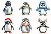 Christmas Penguin Clipart, an Illustration by OK Design (Thumbnail 2 of 5)