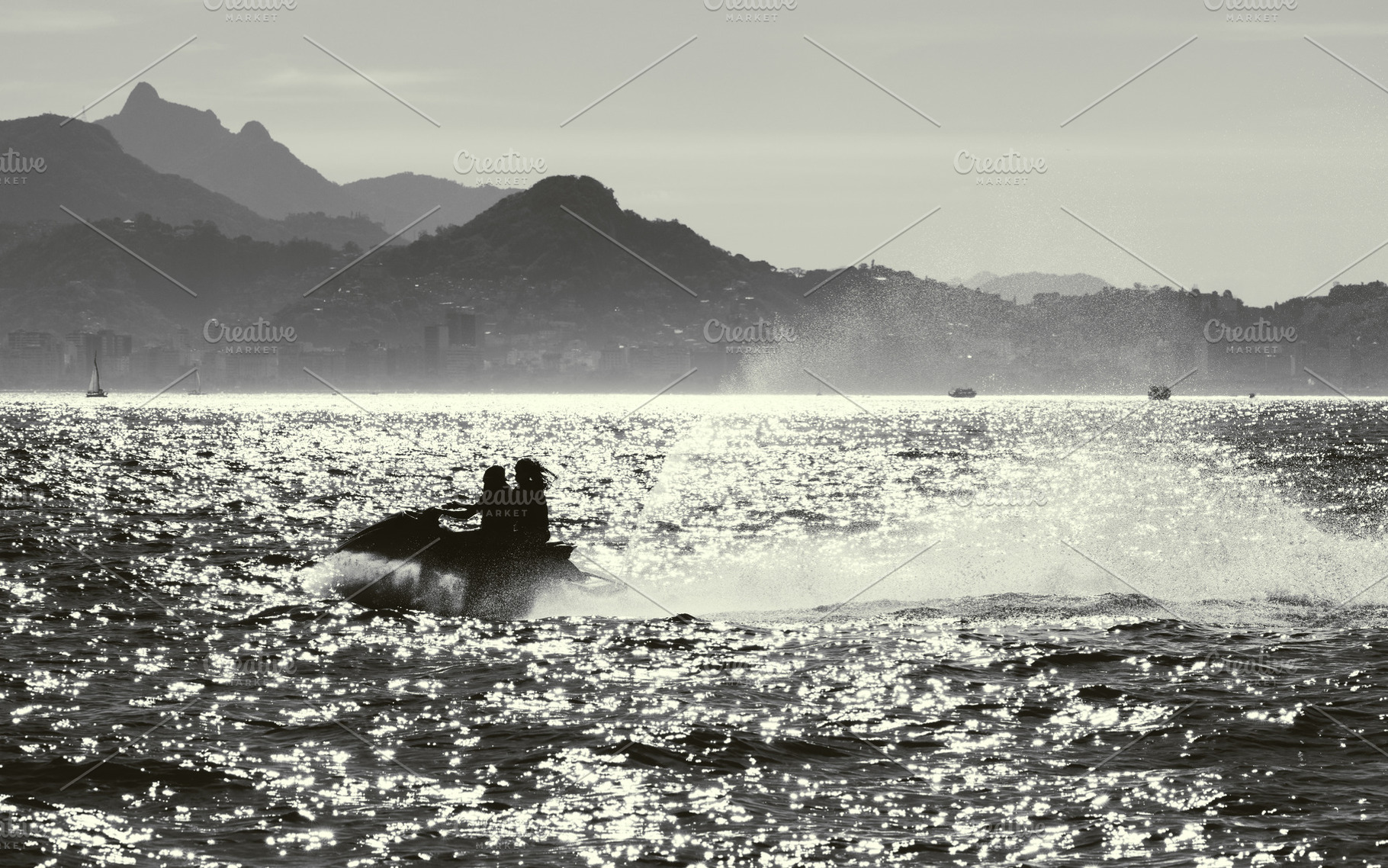 Silhouette personal watercraft ride, a Sports & Recreation Photo by SkyNext