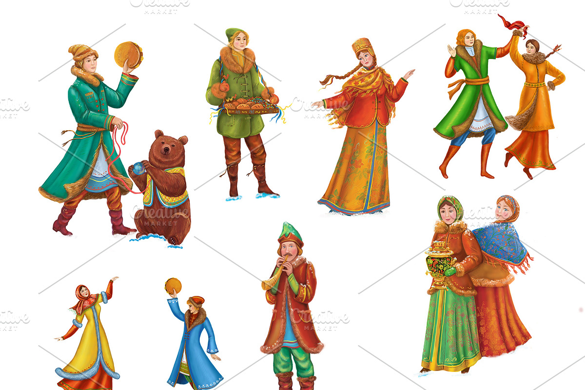 Palekh folk winter seamless pattern, a Pattern Graphic by Alena Lazareva (Photo 6 of 9)