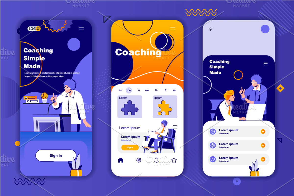 Onboarding Screens Mobile App UI Kit, a Templates & Theme by alexdndz