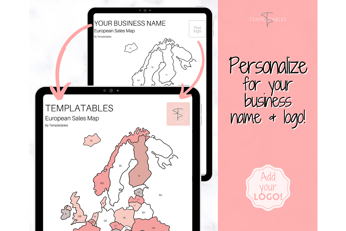 Europe Sales Map, EDITABLE Color In, a Stationery Template by Templatables (Photo 3 of 10)
