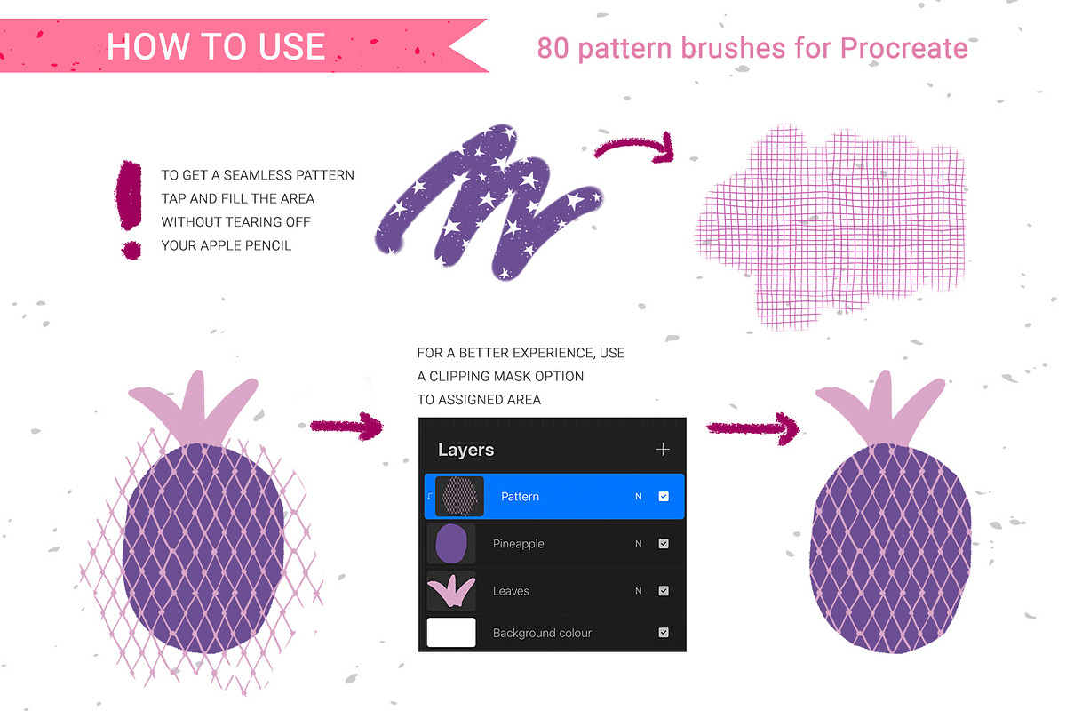 80 hand-drawn patterns for Procreate, a Brush Add-On by Gray Cat Graphics (Photo 6 of 17)
