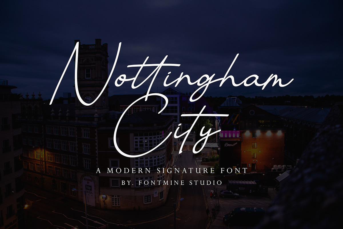 Nottingham City - Signature Font, a Handwritten Font by Fontmine Studio (Photo 1 of 10)