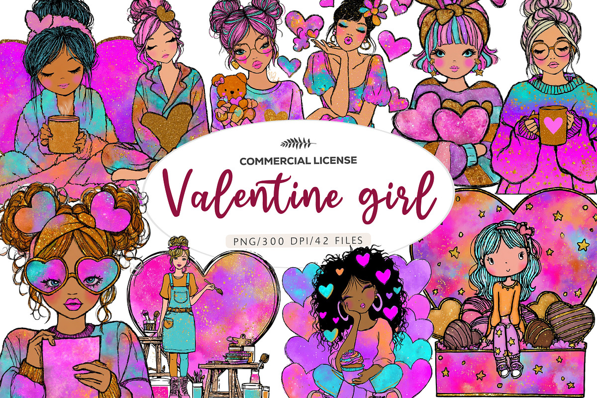 valentine girl clipart, an Illustration by CreationArt (Photo 1 of 5)