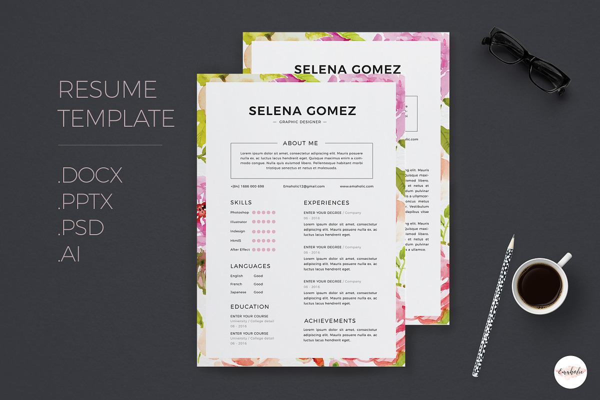 Elegant CV and Cover Letter template, a Resume Template by Emaholic Template (Photo 1 of 5)