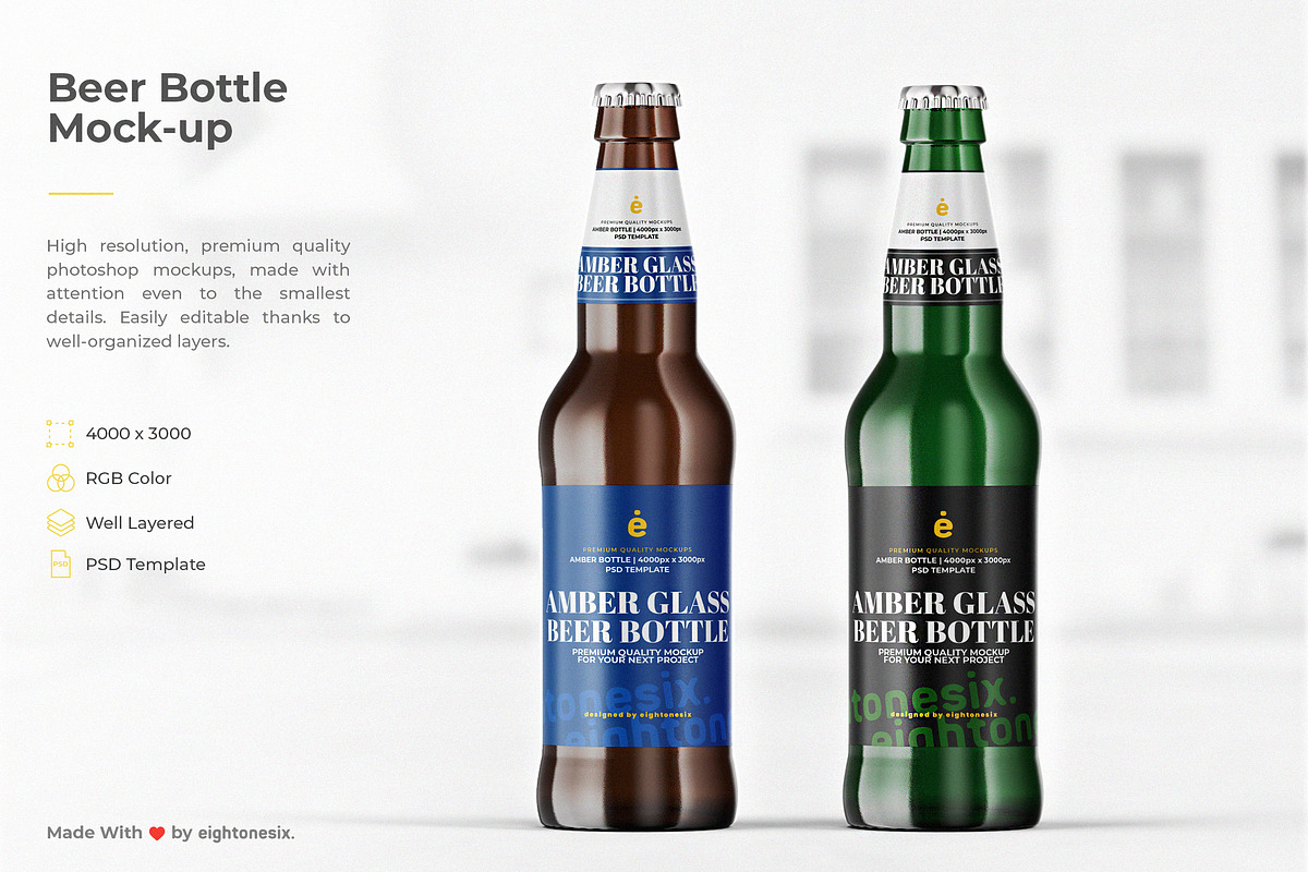 Beer Bottle Mock-Up Template, a Cups & Container Mockup by Designer Dude (Photo 1 of 3)