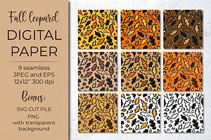 Fall leopard print seamless pattern