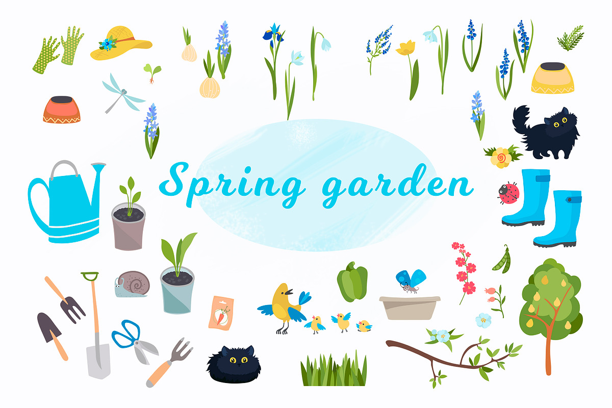 Spring Garden Clipart Set, a Seasonal Illustration by EshaStudio (Photo 2 of 4)