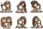Whimsical Princess and Unicorn Clipa, an Illustration by CraftArtStudio (Thumbnail 2 of 6)