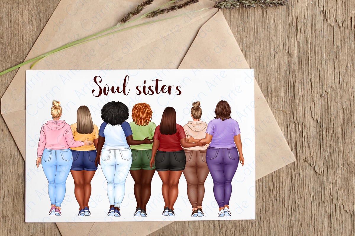 Best Friends Clipart, Plus Size Girl, a Person Illustration by ArtedeCatrin (Photo 4 of 10)