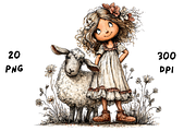 Whimsical Floral Girl & Lamb, an Animal Illustration by GiraffeCreative (Thumbnail 12 of 20)