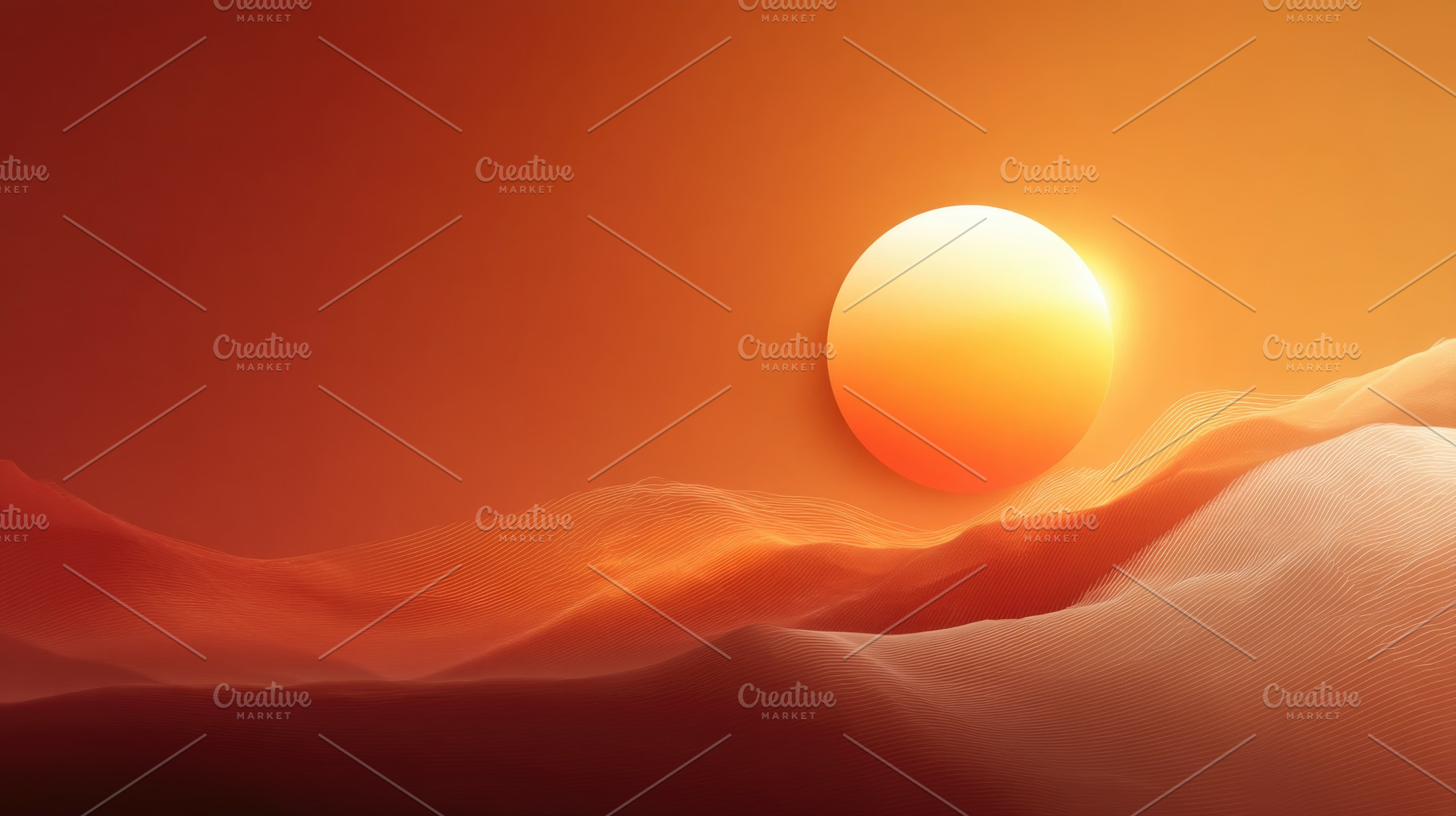 Minimal Orange Desert Sunrise Background with Glowing Sun and Co, an Abstract Photo by José Manuel Gelpi