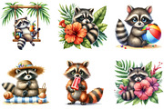 Summer Raccoon Sublimation Clipart, a Seasonal Illustration by DreamArtGraphic (Thumbnail 2 of 4)