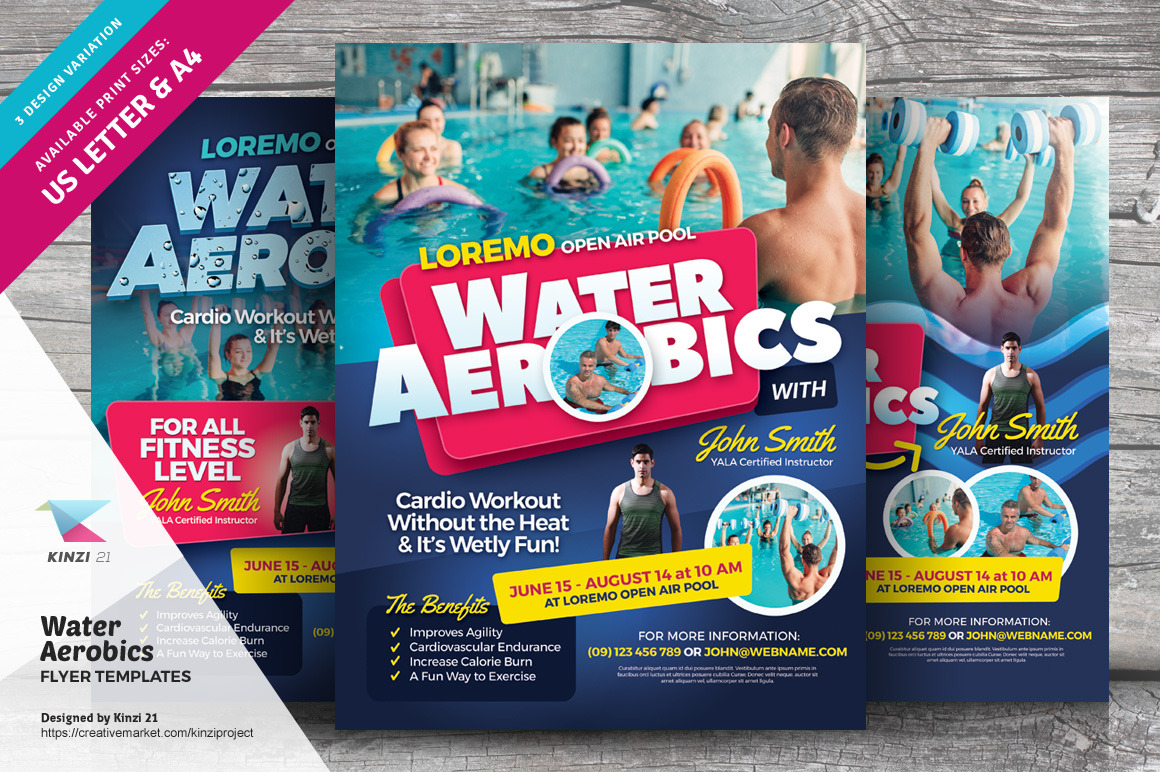 Water Aerobics Flyer Templates, a Flyer Template by kinzi21