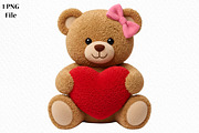 Faux Yarn Valentine's Day Teddy Bear, an Illustration by Canvas Craft (Thumbnail 1 of 6)